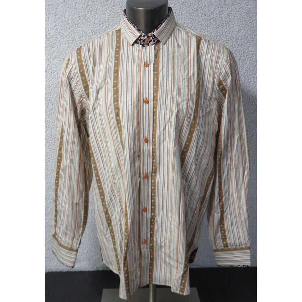 Mens Coogi Luxe Long Sleeve Button Front Shirt Size 2XL Striped Floral Paisley